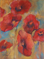 Poppies with Gold by Mona Ray